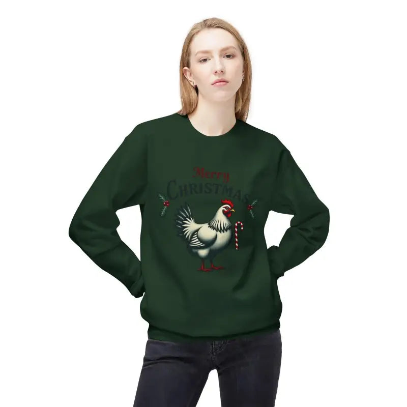 Green Christmas Chicken Sweatshirt from Mistoe for festive holiday fashion