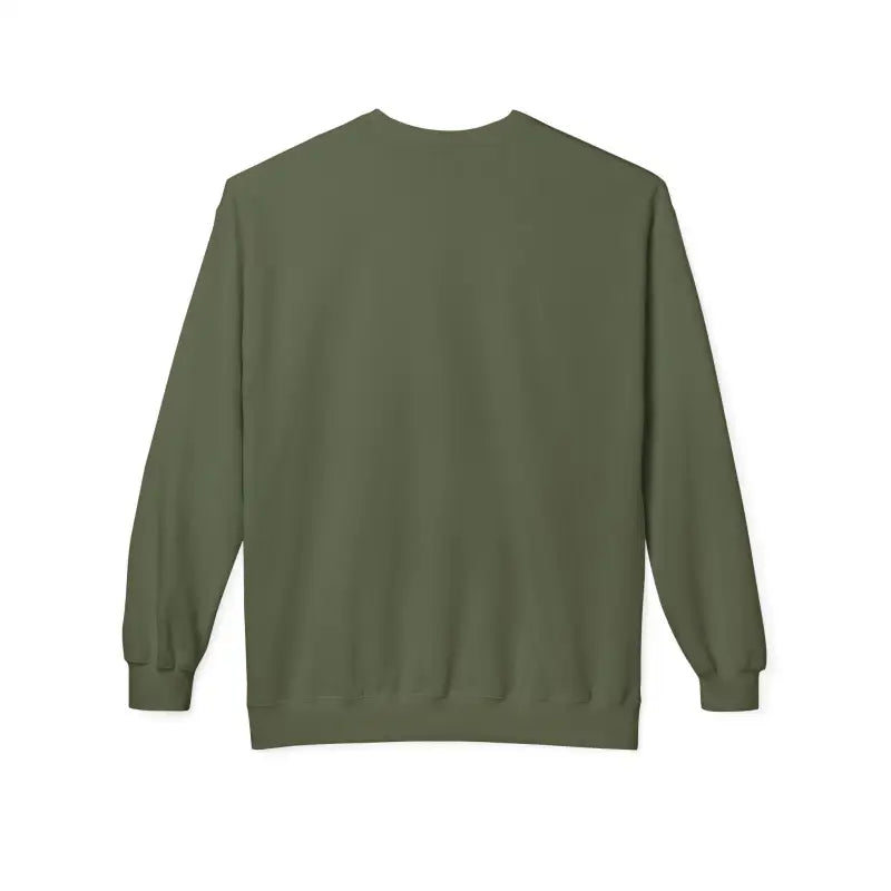 Olive green Mistoe Chicken fleece crewneck sweatshirt displayed on a neutral background