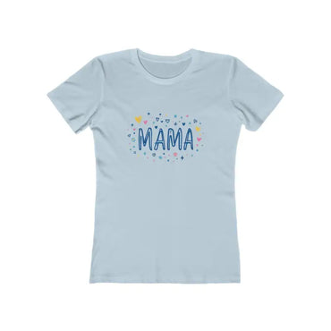 Light blue Modern Mama Boyfriend Tee for Women featuring stylish Mama design