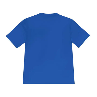 Blue short-sleeved Moisture Wicking Beach Graphic T Shirt for comfortable summerwear