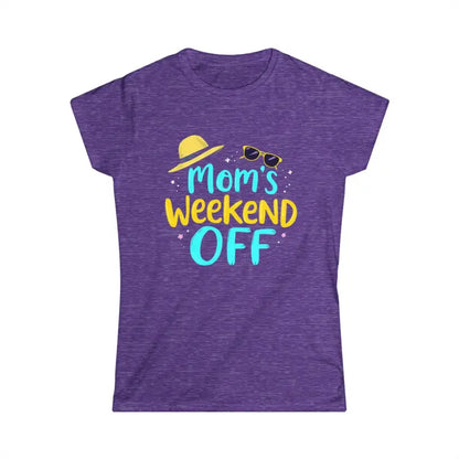Purple t-shirt featuring Mom’s Weekend Off graphic from Mom’s Weekend Off collection