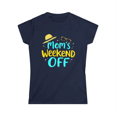 Dark blue Mom’s Weekend Off women’s t-shirt showcasing a stylish design for moms