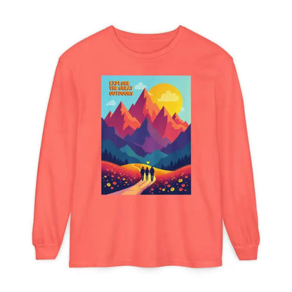 Coral long-sleeved shirt from the Mountain Graphic Long Sleeve Shirt Collection