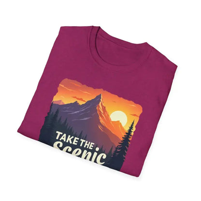 Maroon Mountain Graphic Scenic Route T Shirt featuring a striking mountain design