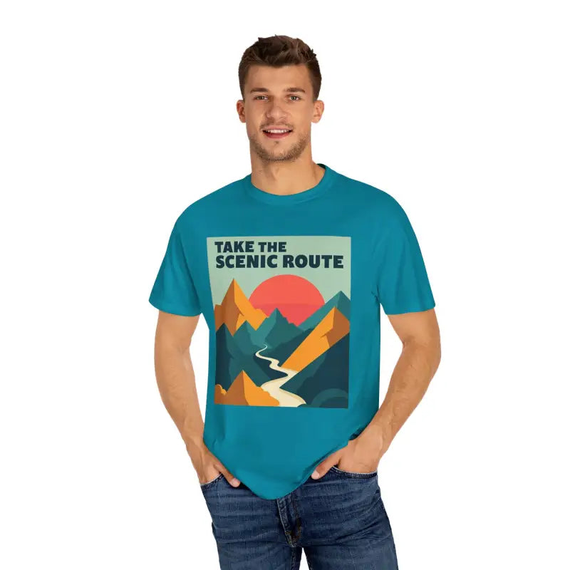 Mountain Graphic T-Shirt in Teal and Navy for Outdoor Enthusiasts - Ocean State Styles
