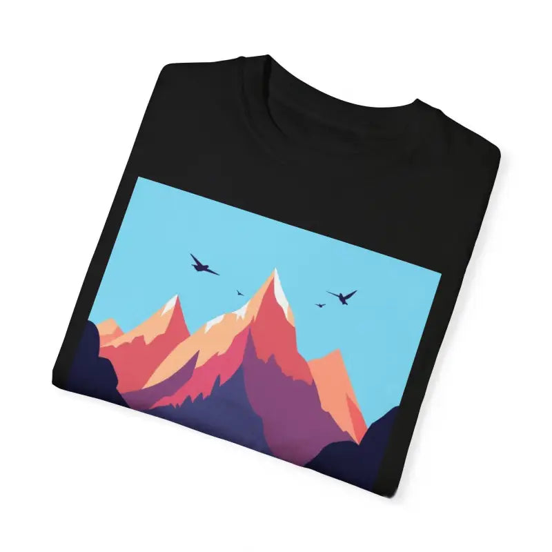 Black Mountain Graphic Unisex T-shirt for Hiking and Skiing, ideal for outdoor enthusiasts