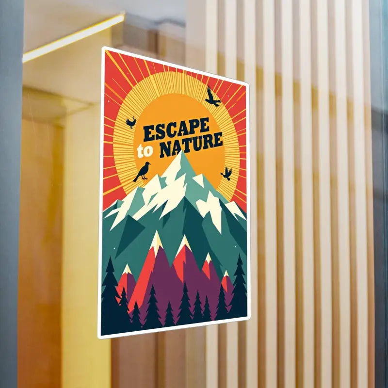 Escape to Nature mountain scene sticker for Mountain Nature Escape Decal product