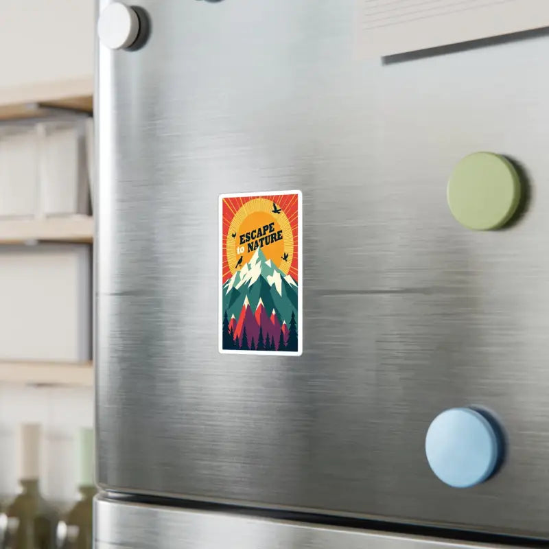 Mountain Nature Escape Decal featuring a scenic mountain landscape sticker design