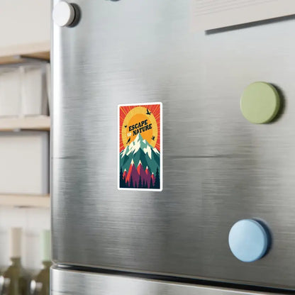 Mountain Nature Escape Decal featuring a scenic mountain landscape sticker design