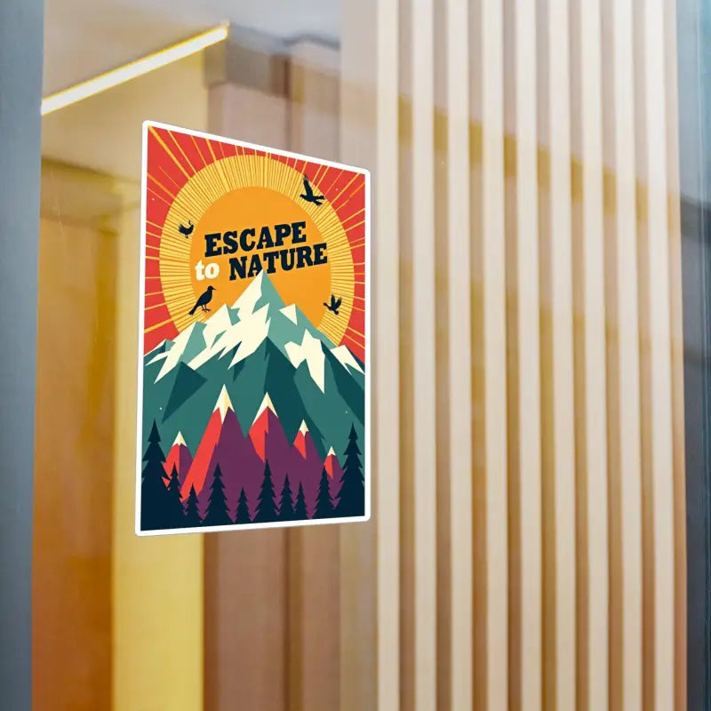 Escape to Nature mountain scene sticker featured in Mountain Nature Escape Decal