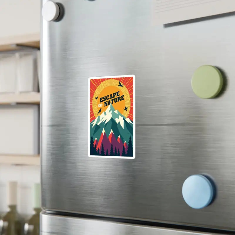 Mountain Nature Escape Decal featuring a picturesque mountain scene magnet design
