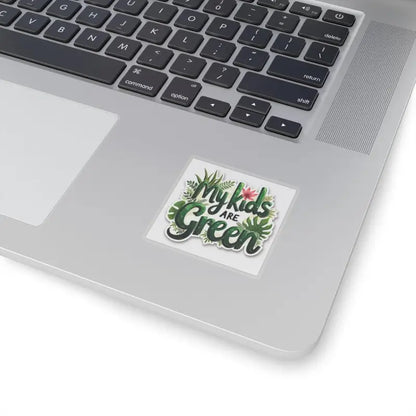 My Kids Are Green sticker featuring vibrant plant illustrations for eco-friendly messaging
