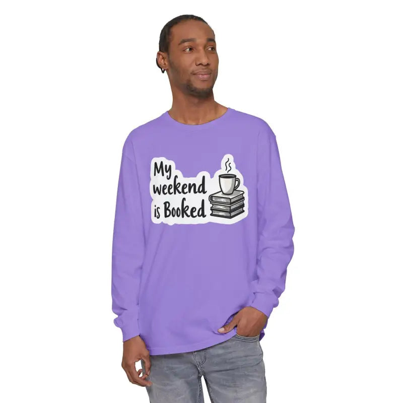Lavender long-sleeved shirt from My Weekend is Booked Unisex Long Sleeve Shirt collection