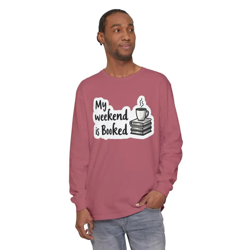 Maroon long-sleeved shirt from My Weekend is Booked Unisex collection