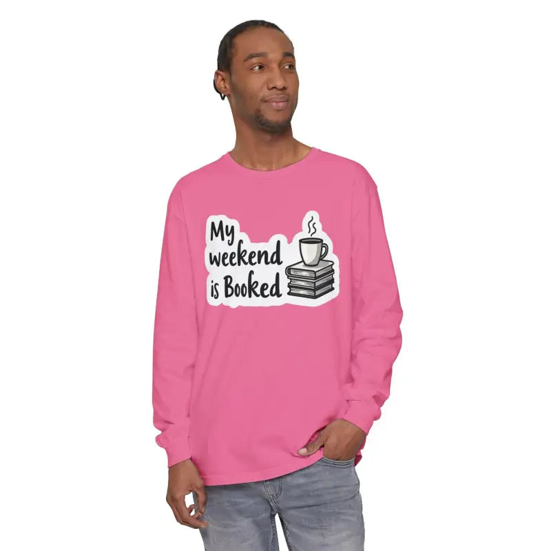 Pink long-sleeved shirt from My Weekend is Booked Unisex Long Sleeve Shirt collection