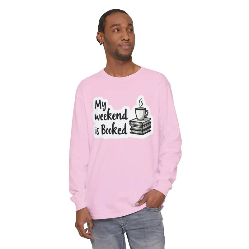 Pink long-sleeved shirt from My Weekend is Booked Unisex Long Sleeve Shirt collection