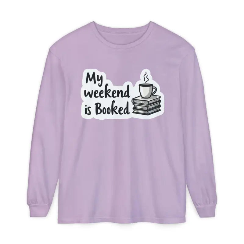 Long-sleeved lavender shirt from My Weekend is Booked Unisex Long Sleeve Shirt collection
