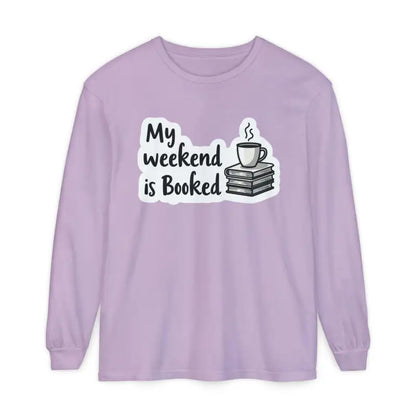 Long-sleeved lavender shirt from My Weekend is Booked Unisex Long Sleeve Shirt collection