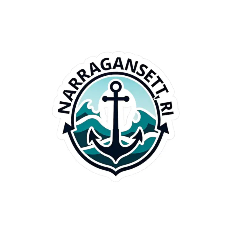 Narragansett RI sticker featuring an anchor and waves design for nautical decor