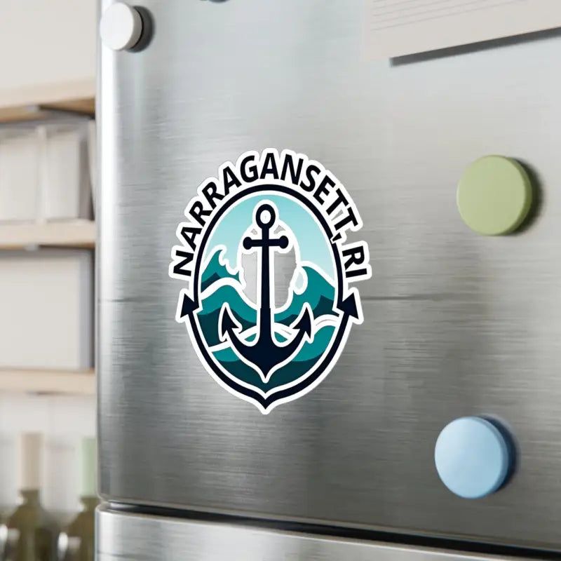Nautical-themed sticker depicting a vintage anchor design for Narragansett Vinyl Decal