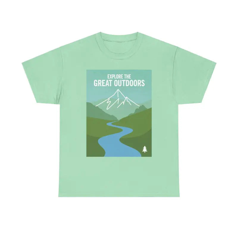 Mint-green Nature Explorer T Shirt featuring Antique Jade Dome outdoor graphic design