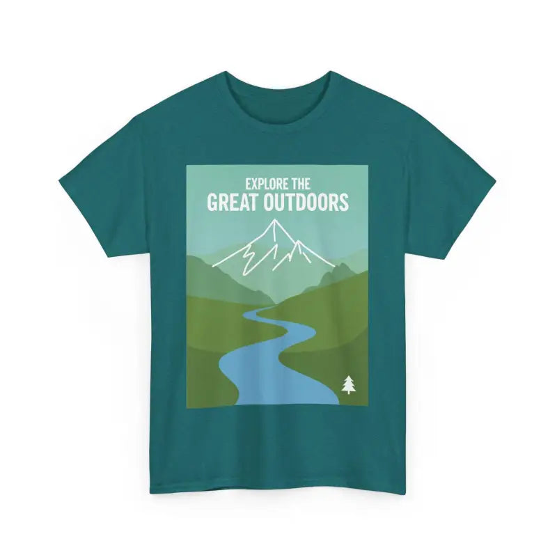 Teal Nature Explorer T Shirt with Antique Jade Dome Design featuring outdoor graphic