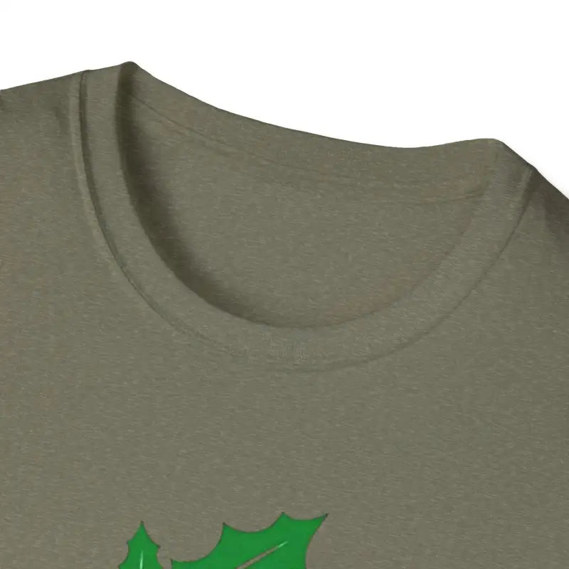 Olive green crew neck T-shirt from the Naughty Holly Jolly Holiday collection