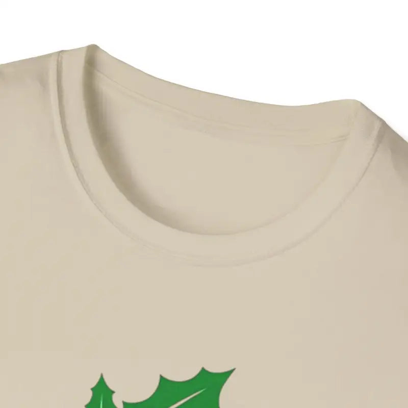 Beige t-shirt neckline of the Naughty Holly Jolly Holiday T Shirt product