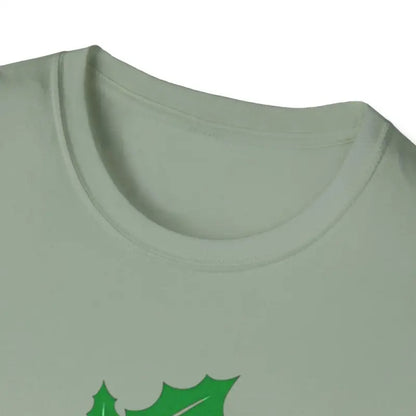 Light green t-shirt neckline of Naughty Holly Jolly Holiday T Shirt product