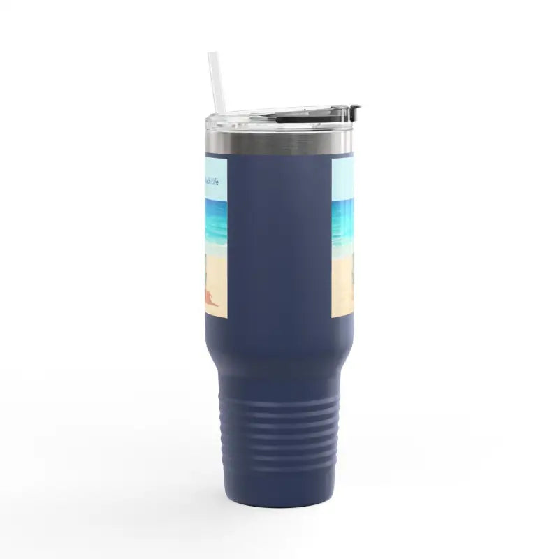Navy Blue 40oz Insulated Beach Life Tumbler for Outdoor Adventures - Ocean State Styles