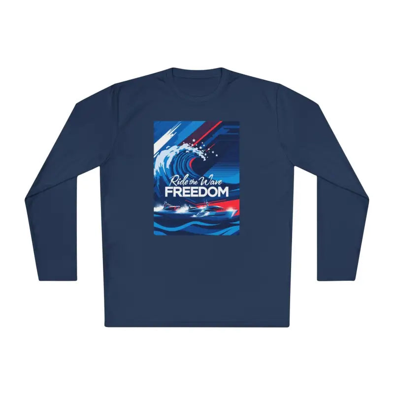 Navy Long Sleeve Shirt with Wave Graphic for Active Wear - Ocean State Styles