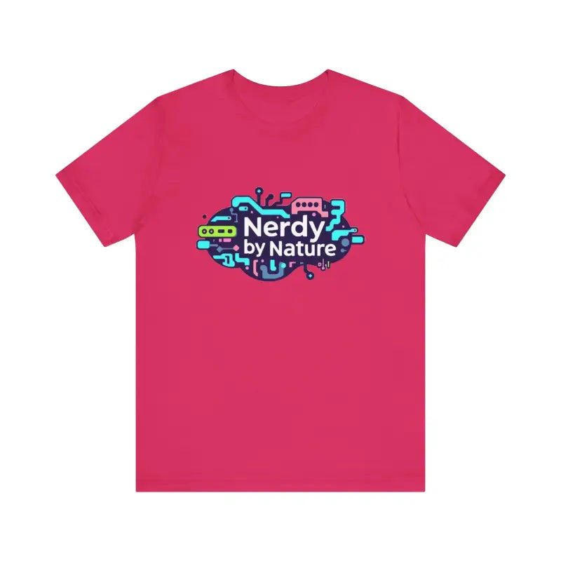 Pink unisex graphic T-shirt featuring Nerdy by Nature design for casual wear