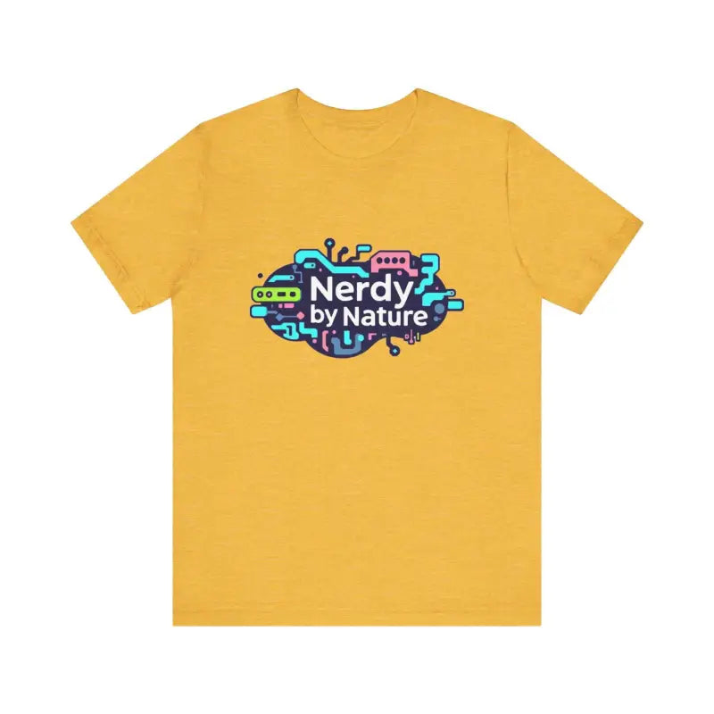 Yellow Nerdy by Nature Unisex Graphic T Shirt showcasing a playful design