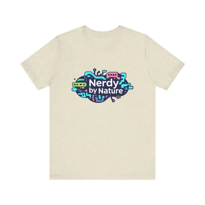Beige Nerdy by Nature Unisex Graphic T Shirt featuring a creative design