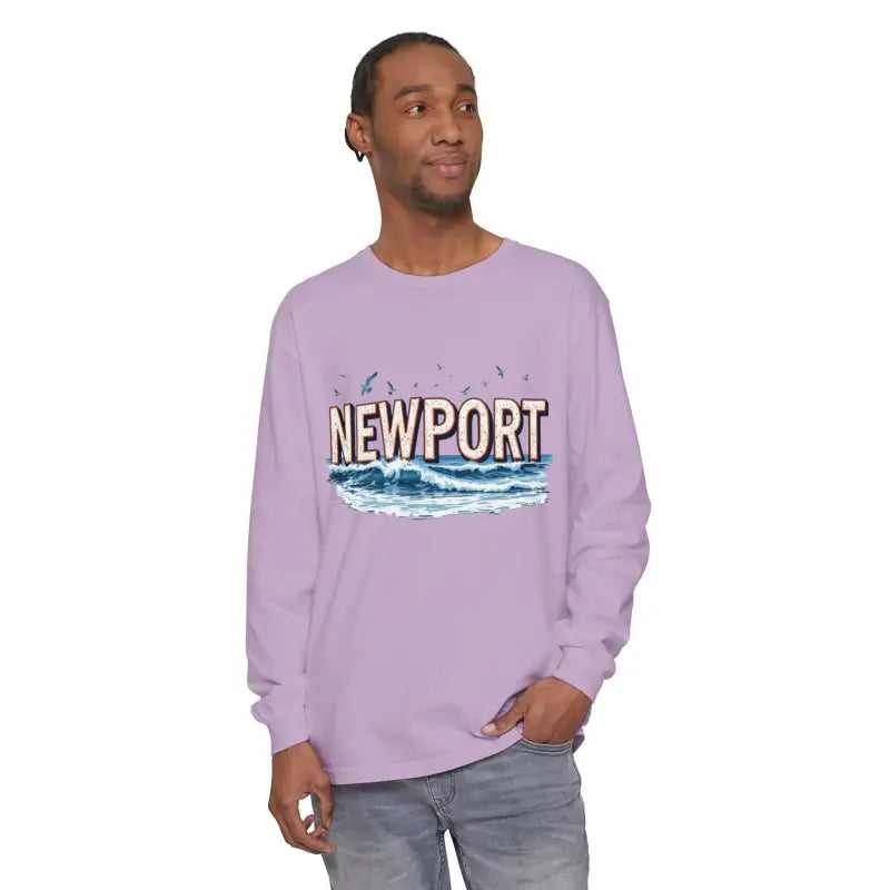 Newport Beach Long Sleeve T Shirt Relaxed Coastal Style Wear - Ocean State Styles
