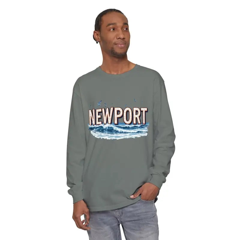 Newport Beach Long Sleeve T Shirt Relaxed Coastal Style Wear - Ocean State Styles