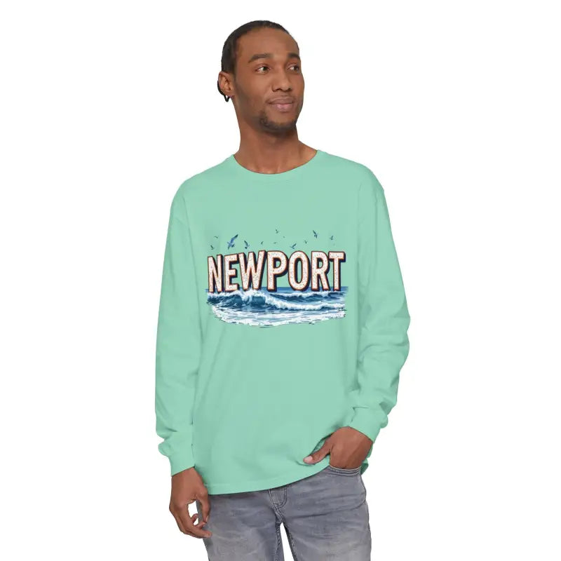 Newport Beach Long Sleeve T Shirt Relaxed Coastal Style Wear - Ocean State Styles