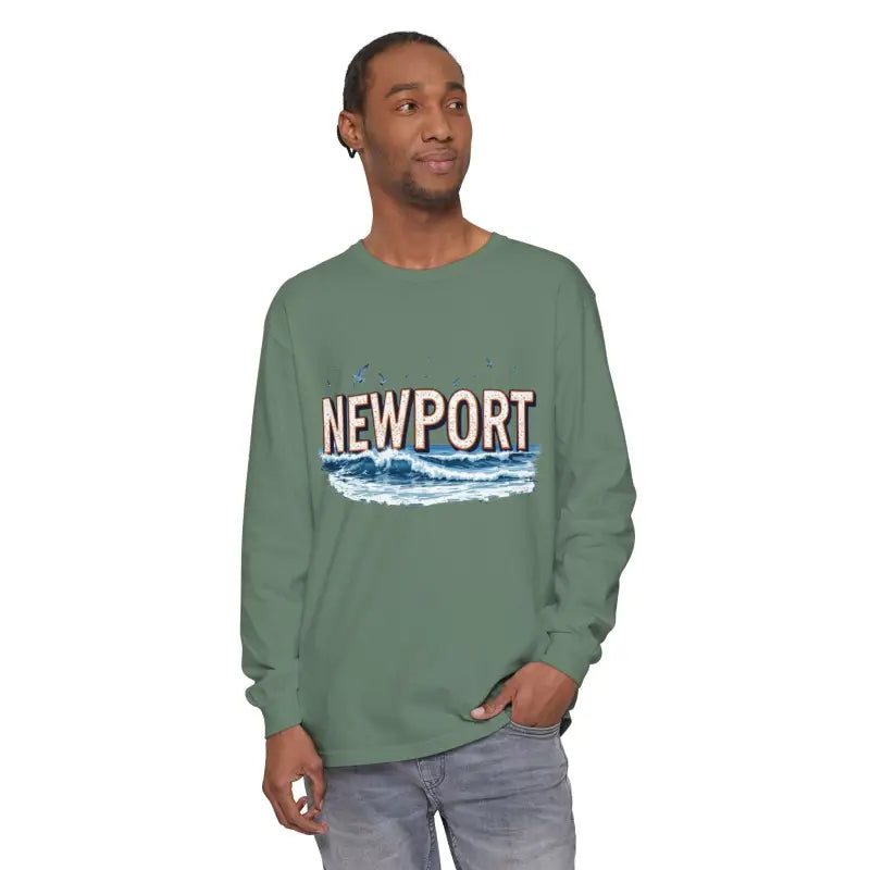 Newport Beach Long Sleeve T Shirt Relaxed Coastal Style Wear - Ocean State Styles