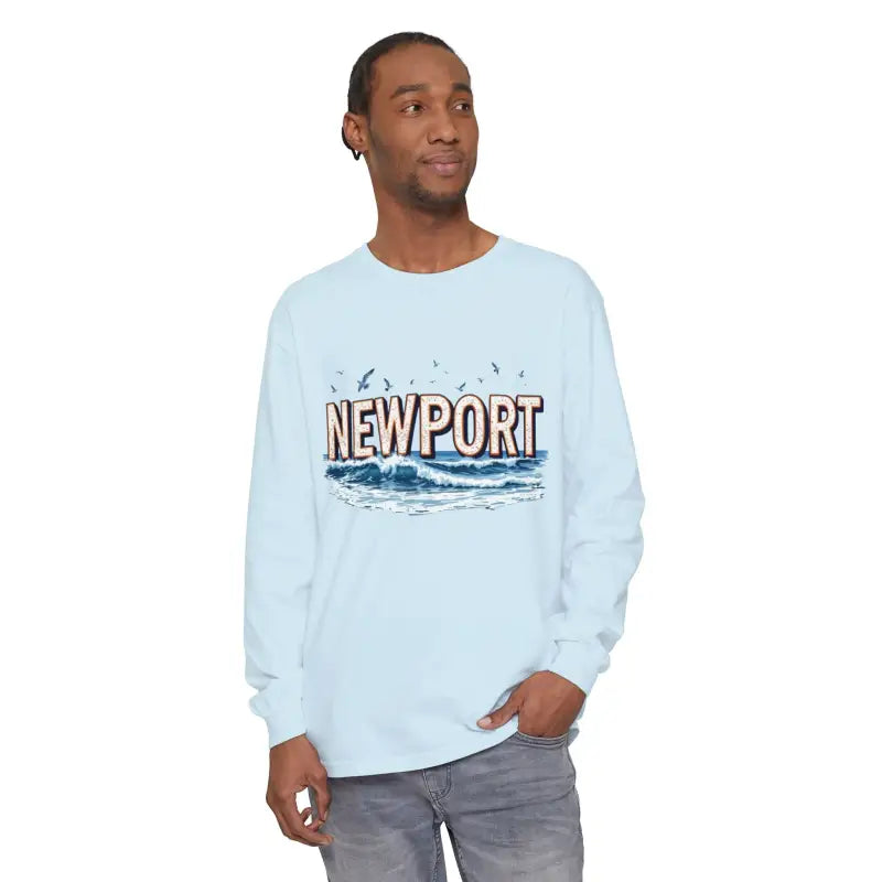 Newport Beach Long Sleeve T Shirt Relaxed Coastal Style Wear - Ocean State Styles