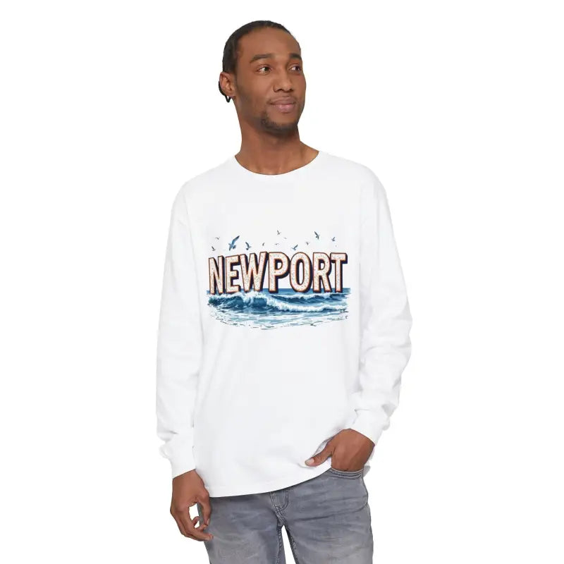 Newport Beach Long Sleeve T Shirt Relaxed Coastal Style Wear - Ocean State Styles