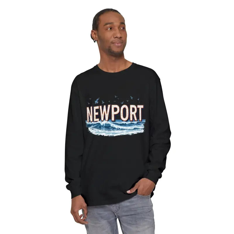 Newport Beach Long Sleeve T Shirt Relaxed Coastal Style Wear - Ocean State Styles