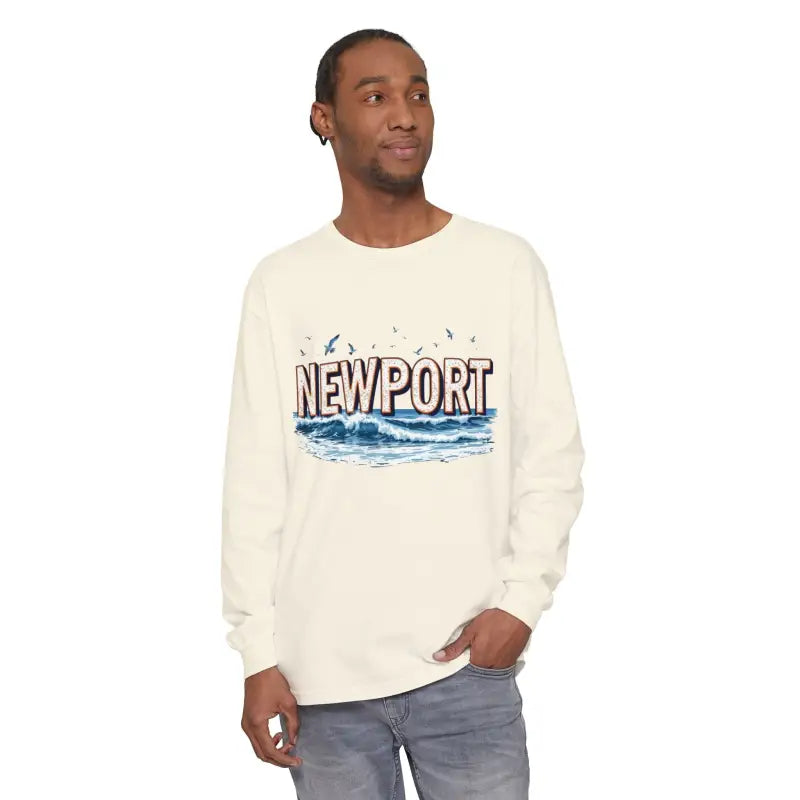 Newport Beach Long Sleeve T Shirt Relaxed Coastal Style Wear - Ocean State Styles