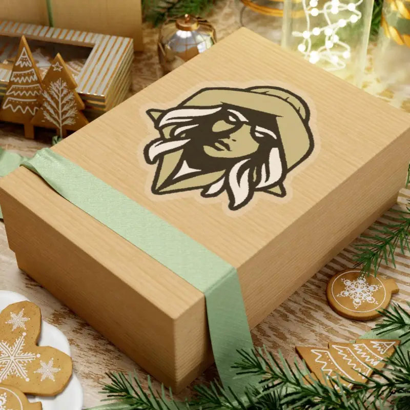 Decorated gift box featuring NKHS Lax Sticker Women With Hat for indoor decor