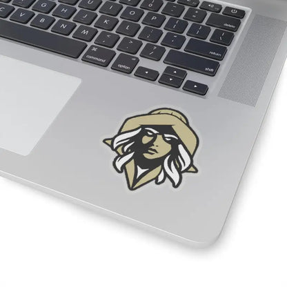 Laptop featuring NKHS Lax Sticker of a woman in a hat for indoor decor