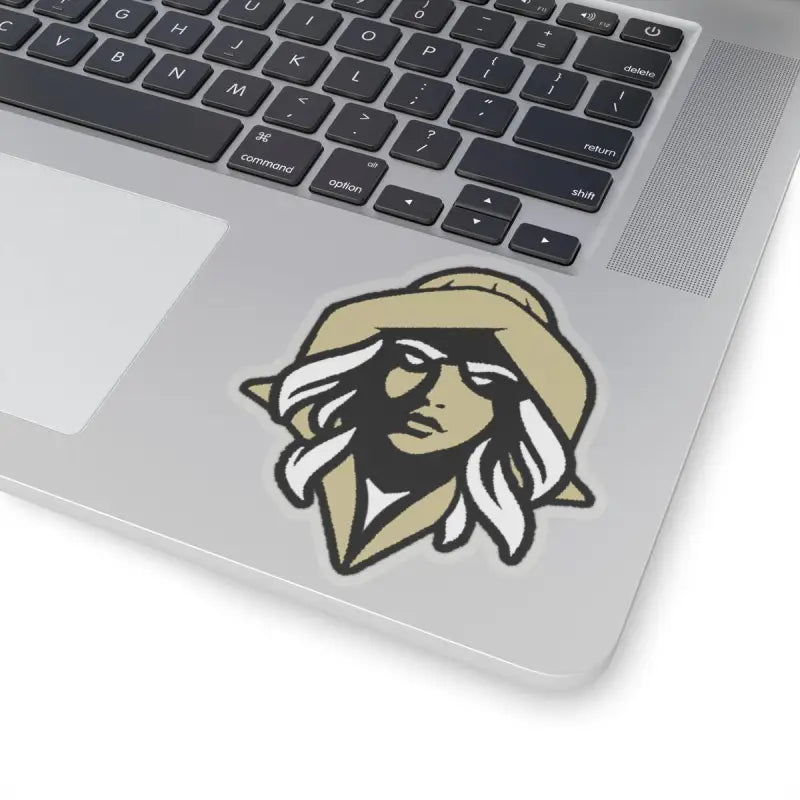 Laptop sticker featuring a woman in a hat for NKHS Lax indoor decor