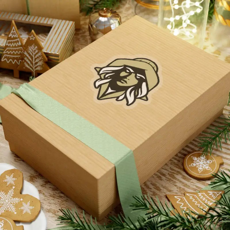 Wrapped gift box showcasing NKHS Lax Sticker Women With Hat Transparent Indoor Decor