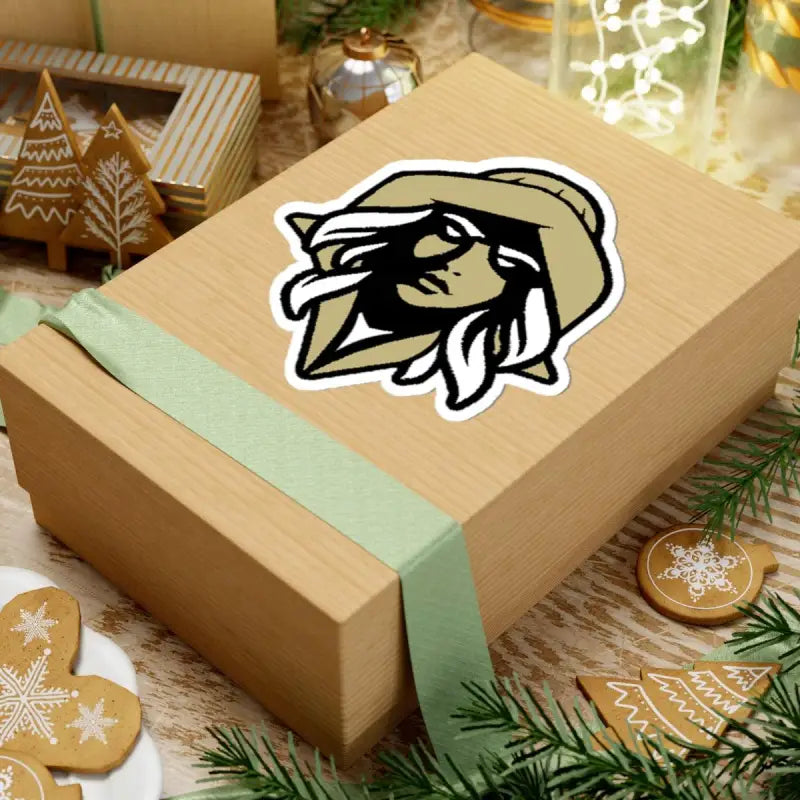Gift box featuring NKHS Lax Sticker Women With Hat for transparent indoor decor