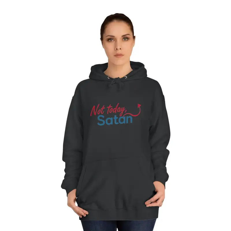 Dark gray Not Today Satan Unisex Hoodie with bold design for stylish comfort