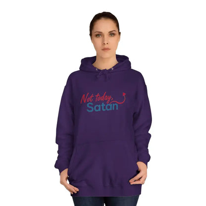 Purple Not Today Satan Unisex Hoodie with Bold Design Featuring Eye-Catching Text