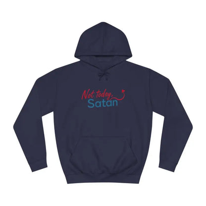 Navy blue Not Today Satan Unisex Hoodie with bold design for casual wear